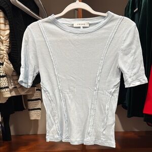 Frame Denim Women's Light Blue Reverse Seam T-Shirt Top Size S